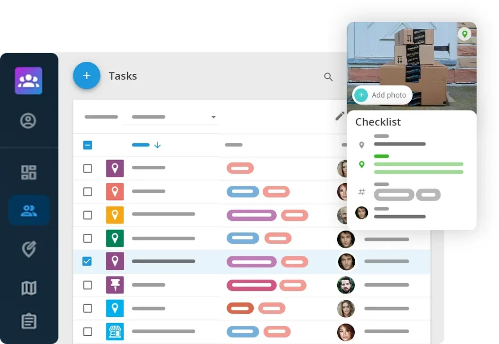 Field team task list with a delivery checklist and photo