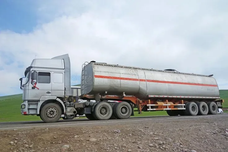 Fuel tanker truck on an open road