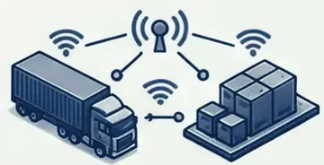 A truck and cargo connected to a wireless network