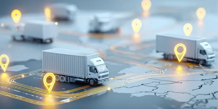 Fleet routes and delivery stops plotted across a map