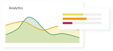 Analytics chart of site trends with a stacked summary card