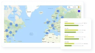 Live world map of sites with a status panel